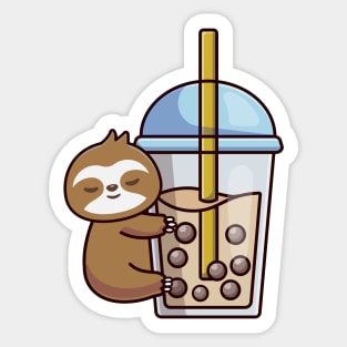 Sloth Loves Bubble Tea Sticker